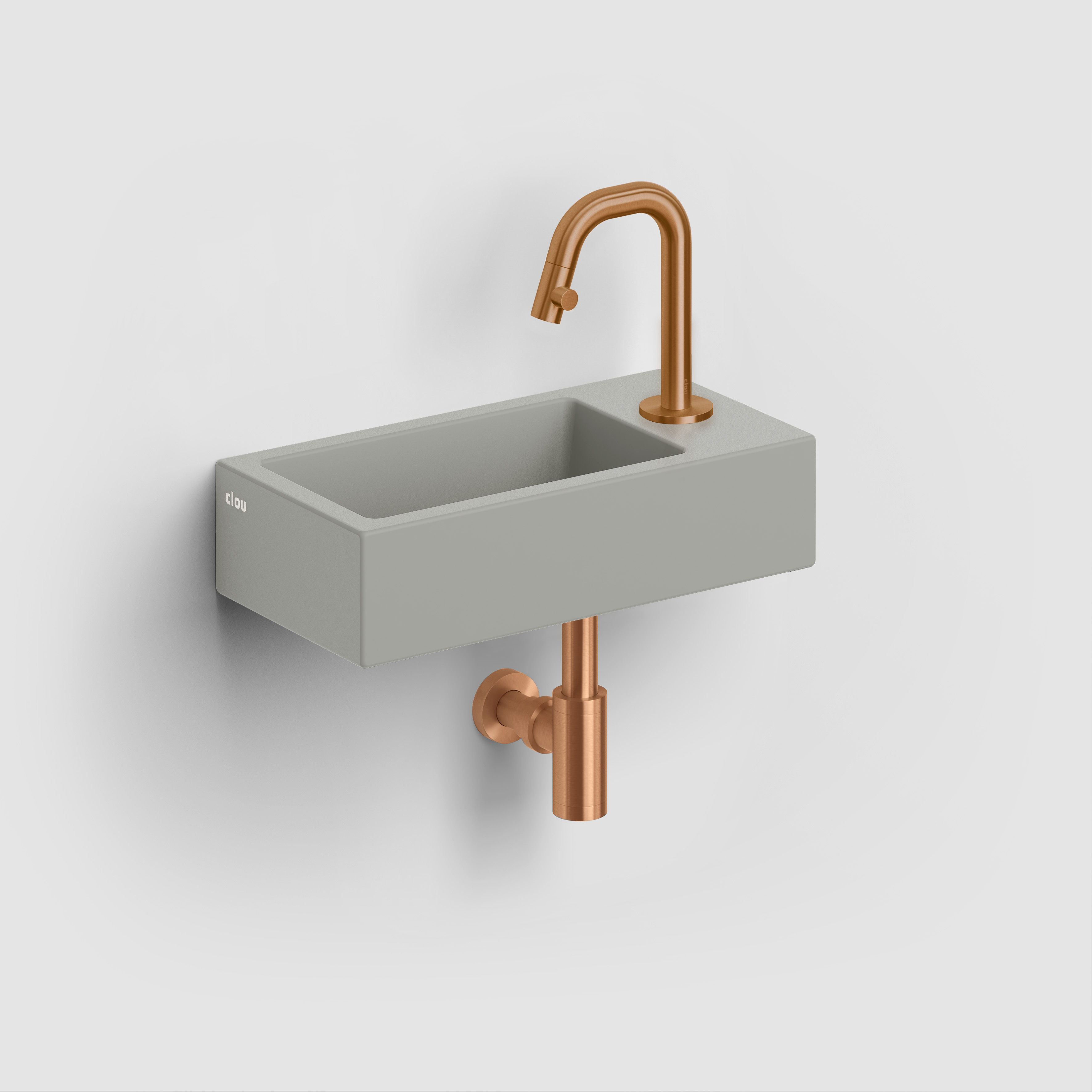 Clou Flush 3 fontein 36cm, met kraangat rechts, mat grijs keram.